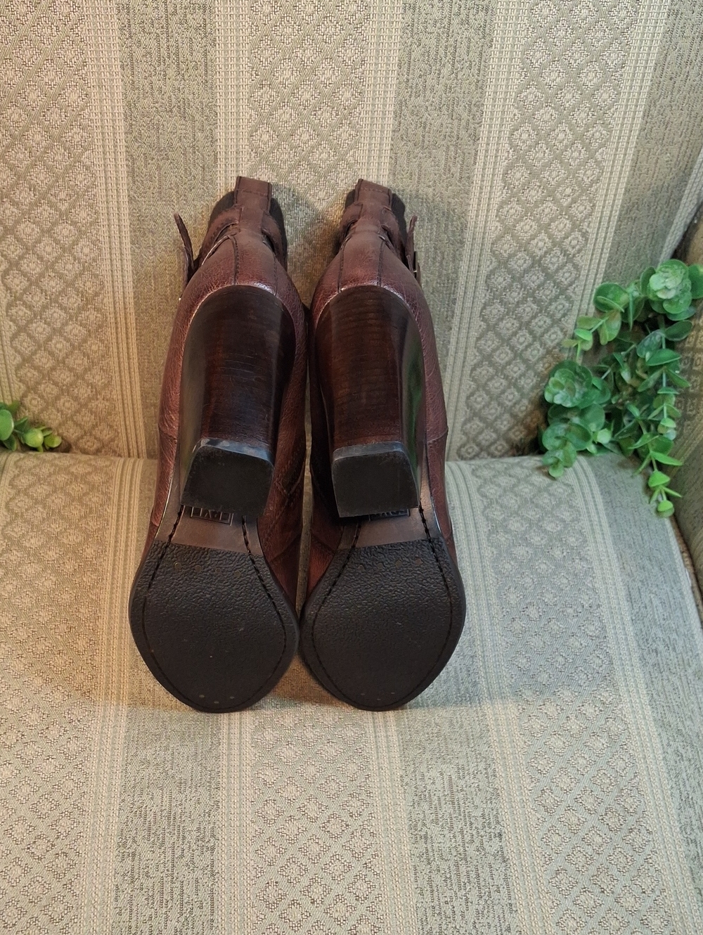 Frye Distressed Leather Heeled Ankle Bootie with Buckle Detail - Picture 6 of 14